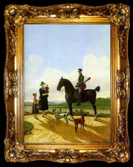 framed  Wilhelm von Kobell Riders on Lake Tegernsee  II, ta009-2